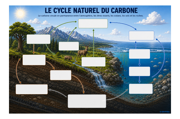 Le cycle naturel du carbone - document à compléter